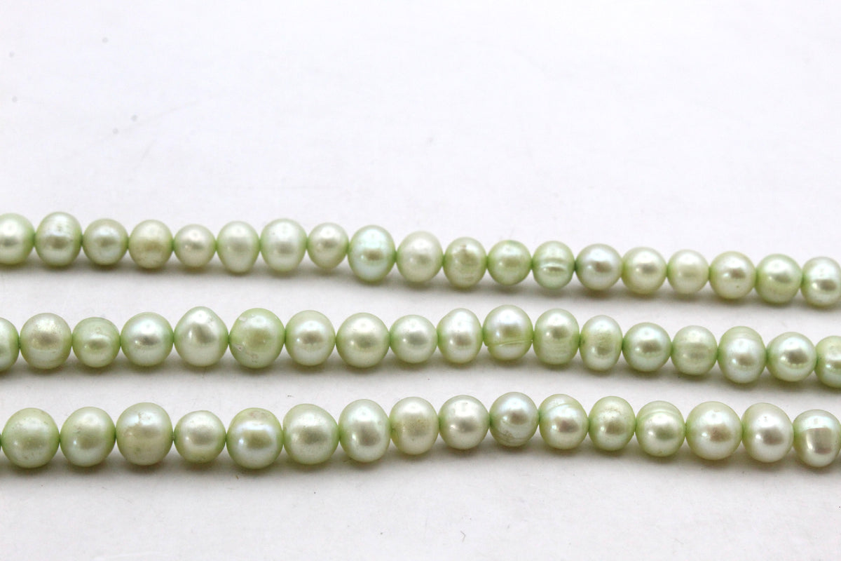 Fresh Water Light Green Potato Pearl 6 - 7 mm