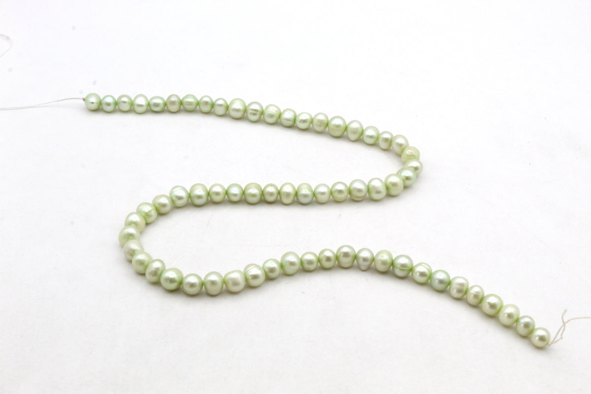 Fresh Water Light Green Potato Pearl 6 - 7 mm