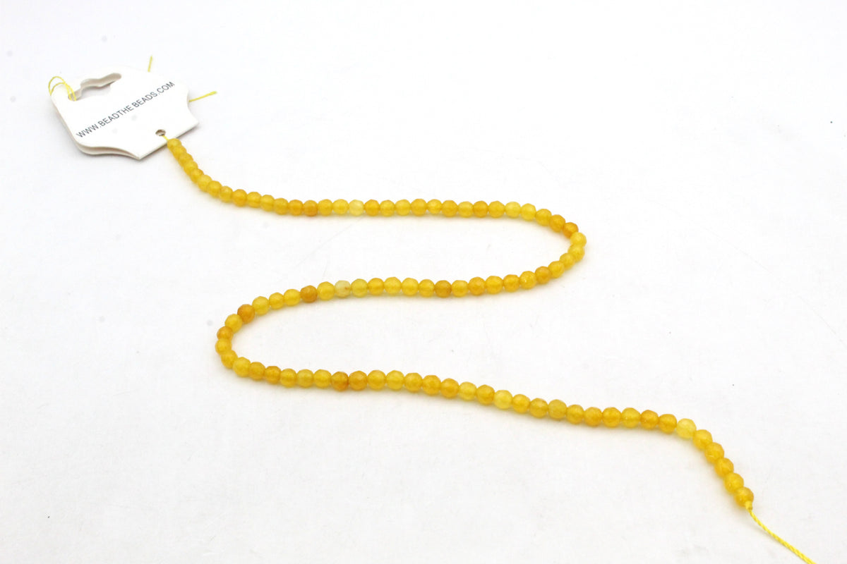 Yellow Jade ( Dyed ) Round Faceted Gemstone Beads 16" Strand