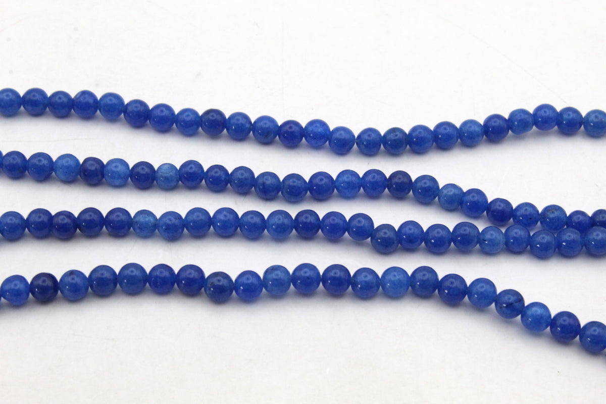 Blue Jade ( Dyed ) Round Smooth Gemstone Beads 16" Strand