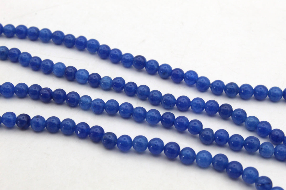 Blue Jade ( Dyed ) Round Smooth Gemstone Beads 16" Strand