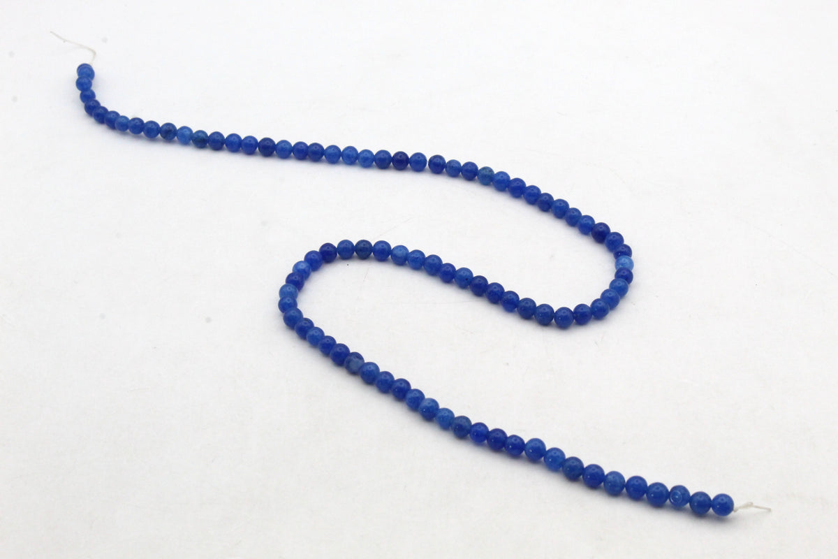 Blue Jade ( Dyed ) Round Smooth Gemstone Beads 16" Strand