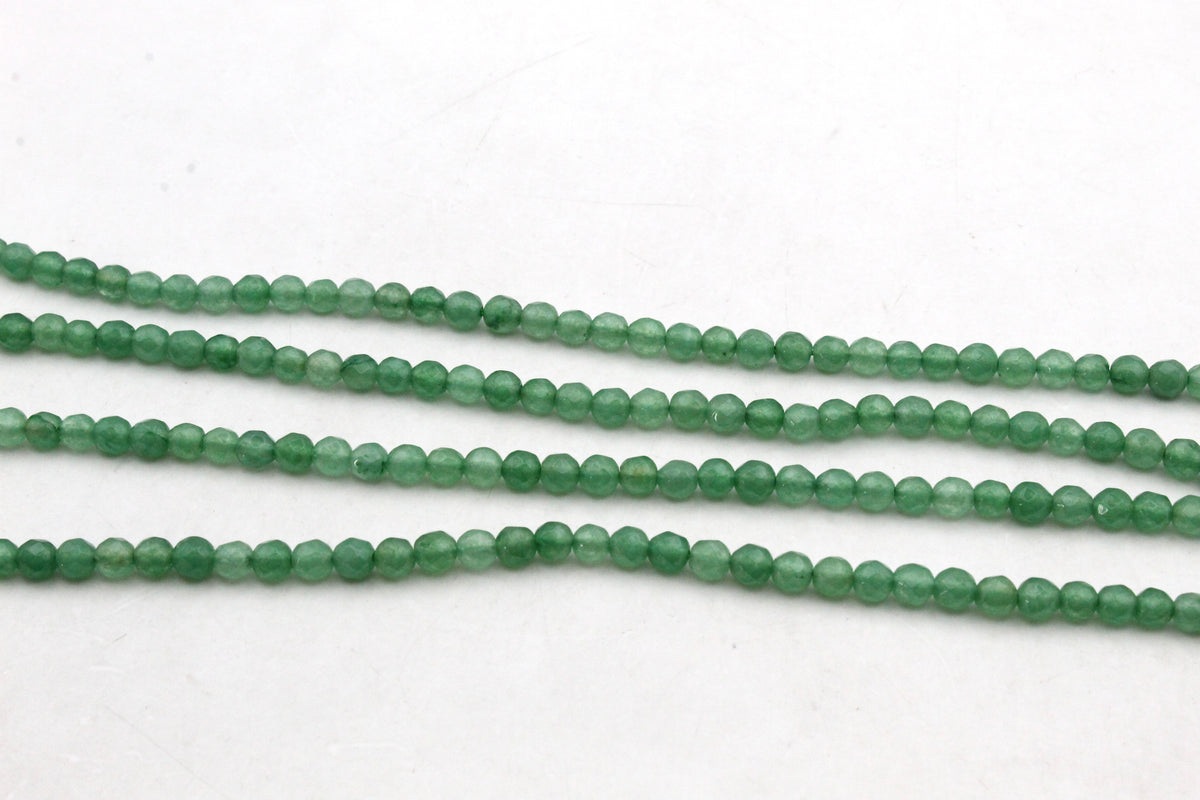 Light Green Jade ( Dyed ) Round Faceted Gemstone Beads 16" Strand