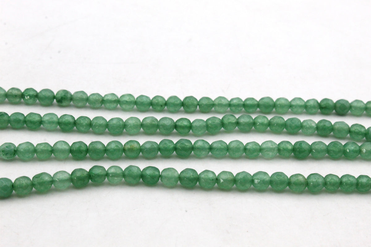 Light Green Jade ( Dyed ) Round Faceted Gemstone Beads 16" Strand