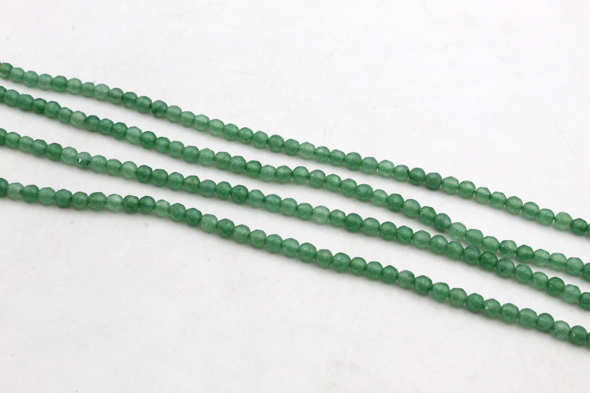 Light Green Jade ( Dyed ) Round Faceted Gemstone Beads 16" Strand