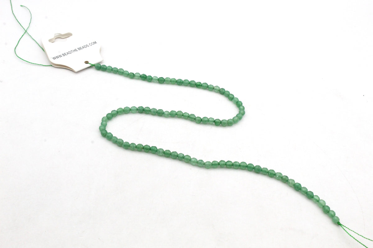 Light Green Jade ( Dyed ) Round Faceted Gemstone Beads 16" Strand