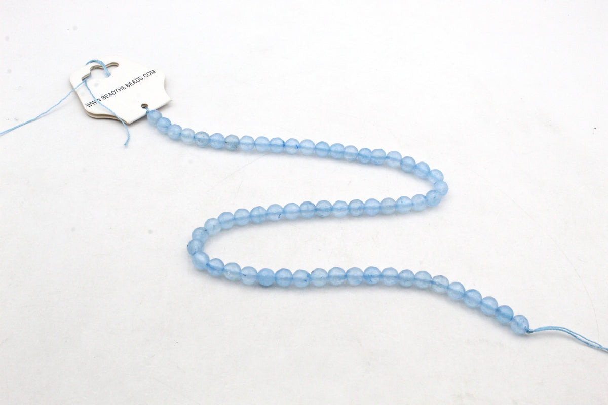 Aquamarine Jade ( Dyed ) Round Faceted Gemstone Beads 16" Strand