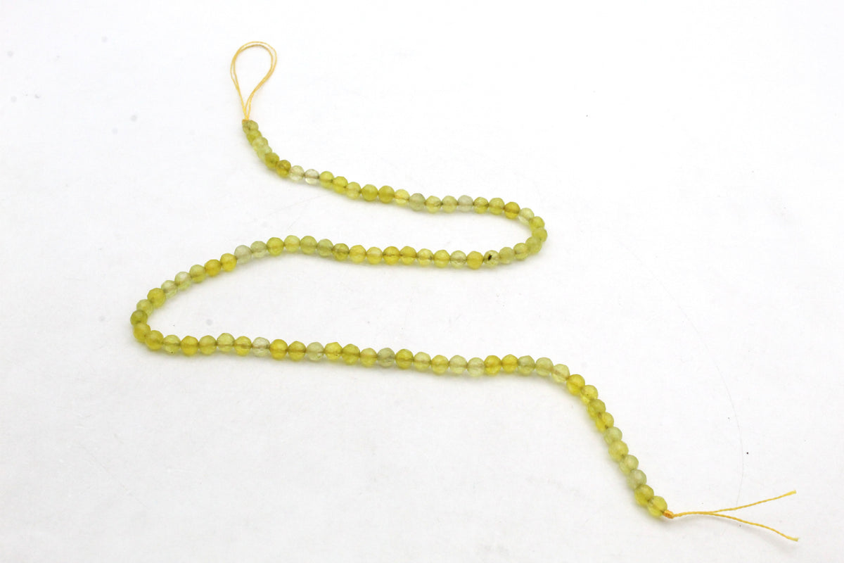 Olive Jade Round Faceted Gemstone Beads 16" Strand