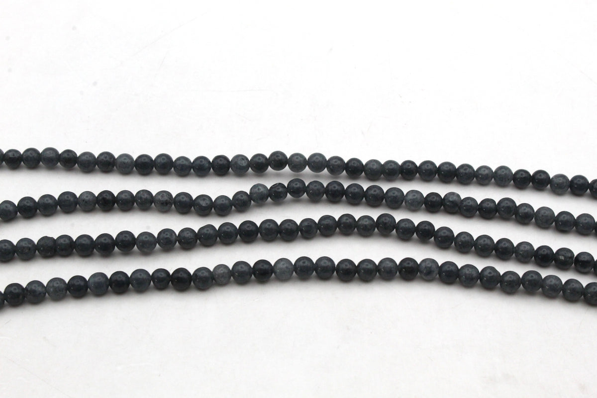 Dark Grey Jade ( Dyed ) Round Smooth Gemstone Beads 16" Strand