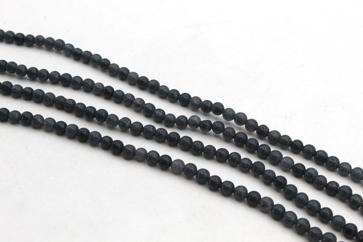 Dark Grey Jade ( Dyed ) Round Smooth Gemstone Beads 16" Strand