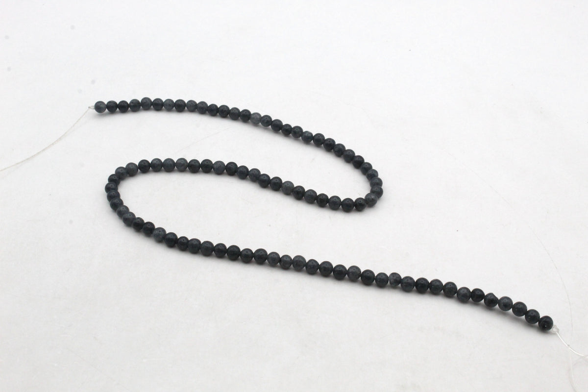 Dark Grey Jade ( Dyed ) Round Smooth Gemstone Beads 16" Strand