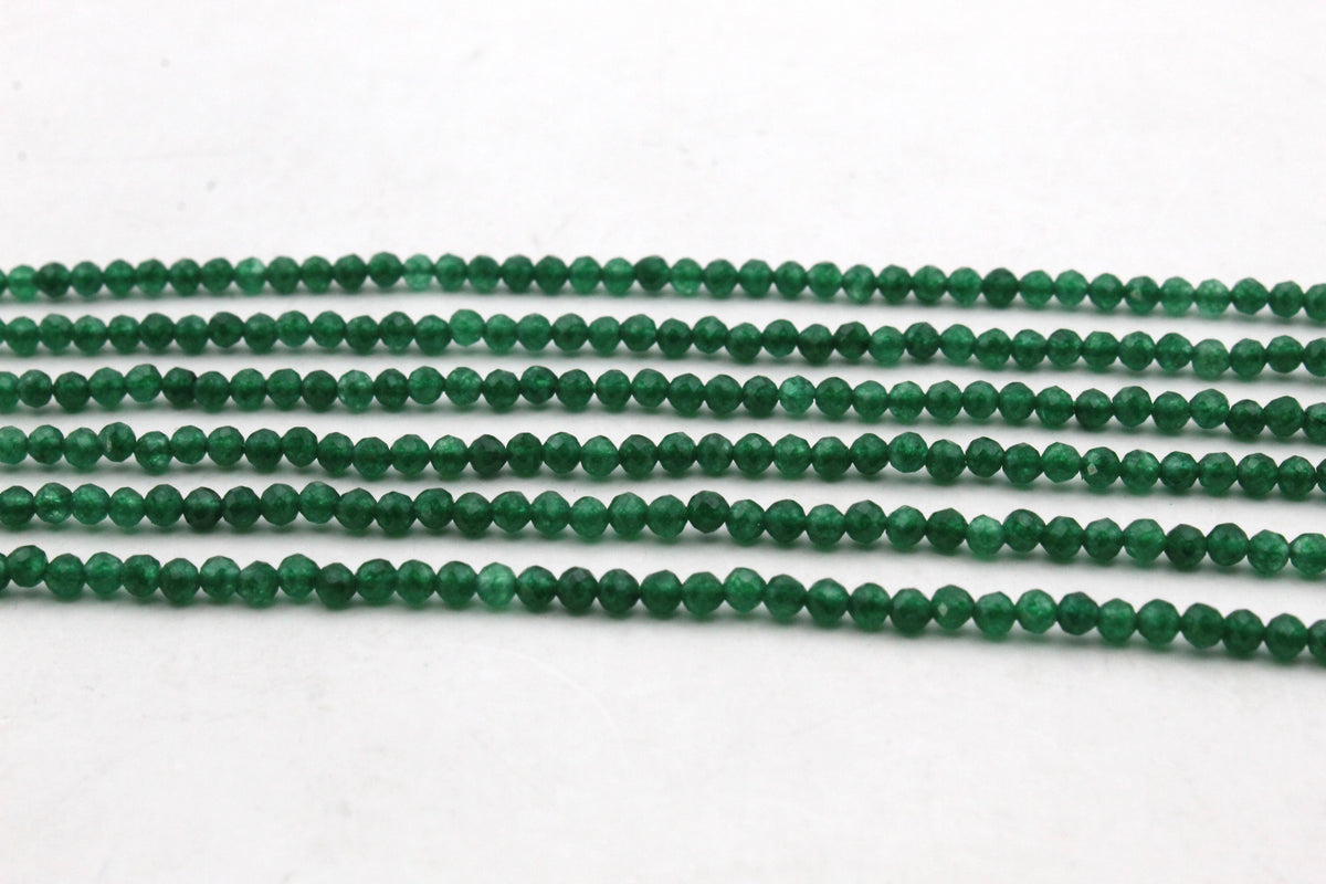 Green Jade ( Dyed ) Round Faceted Gemstone Beads 16" Strand