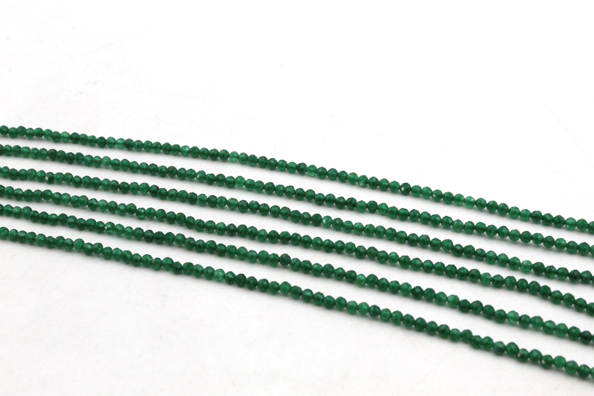 Green Jade ( Dyed ) Round Faceted Gemstone Beads 16" Strand