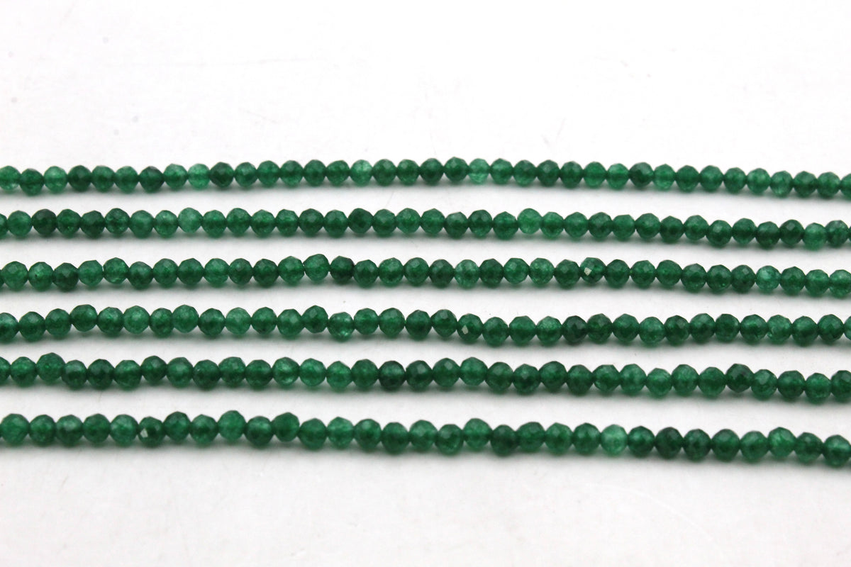 Green Jade ( Dyed ) Round Faceted Gemstone Beads 16" Strand