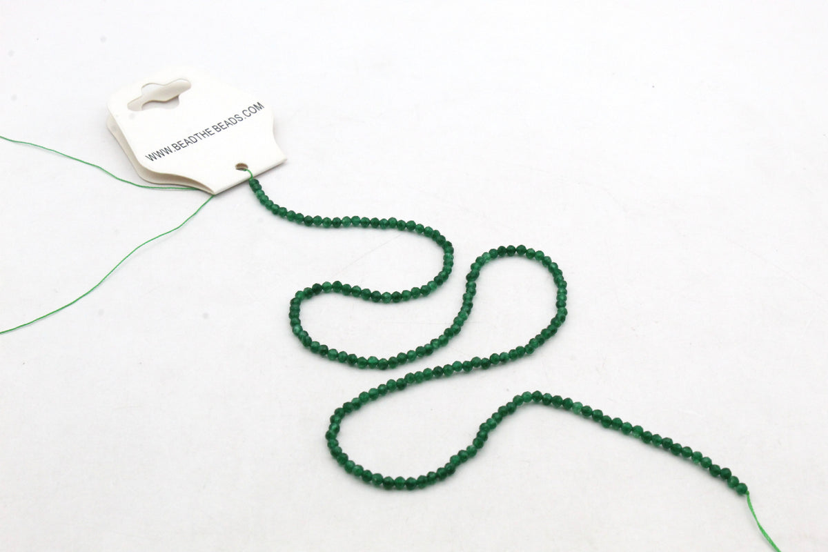 Green Jade ( Dyed ) Round Faceted Gemstone Beads 16" Strand