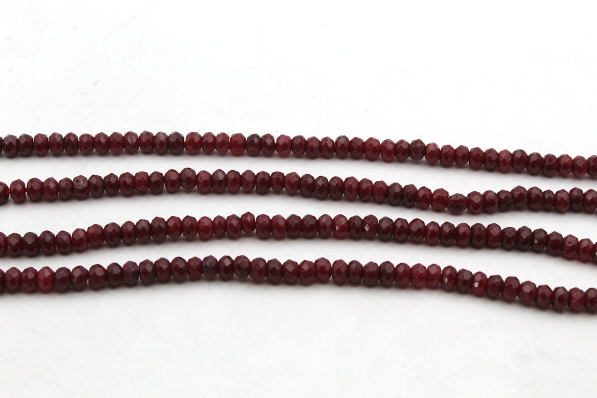 Red Jade ( Dyed ) Rondelle Faceted Gemstone Beads 16" Strand