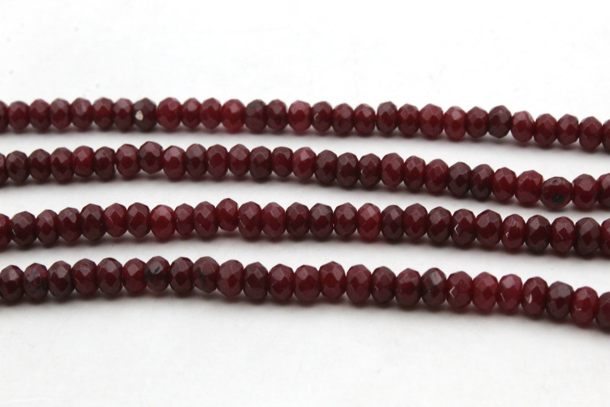 Red Jade ( Dyed ) Rondelle Faceted Gemstone Beads 16" Strand