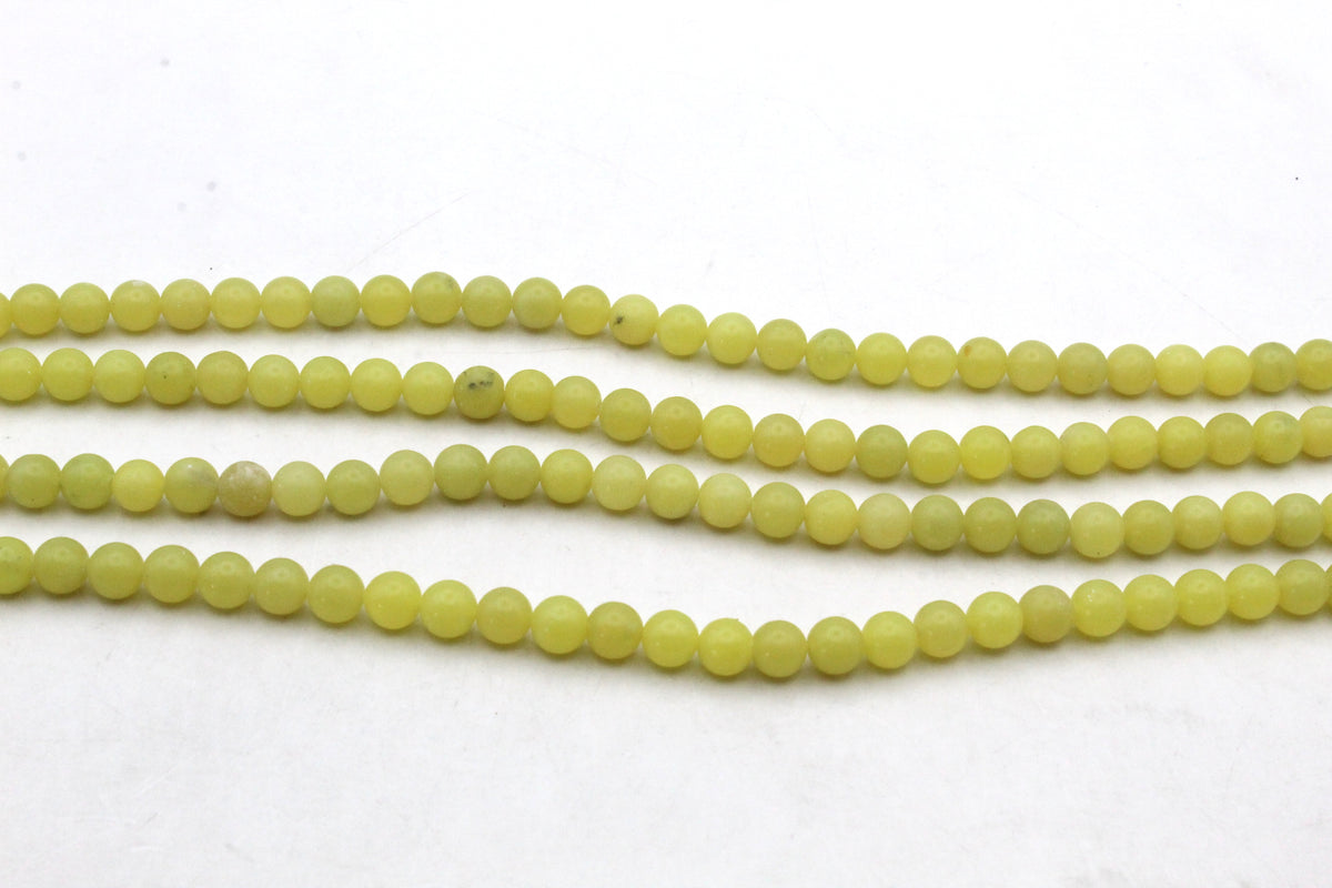 Olive Jade Round Smooth GemstoneBeads 16" Strand