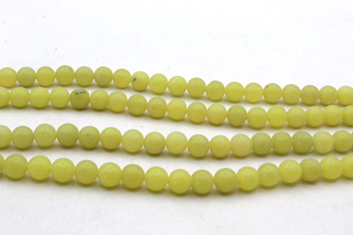Olive Jade Round Smooth GemstoneBeads 16" Strand