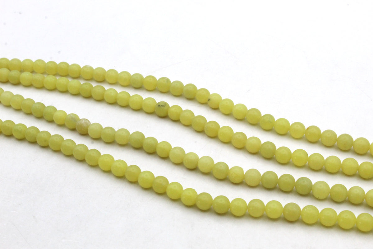 Olive Jade Round Smooth GemstoneBeads 16" Strand