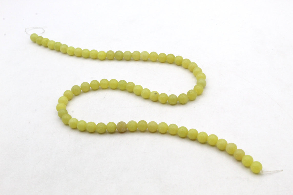 Olive Jade Round Smooth GemstoneBeads 16" Strand