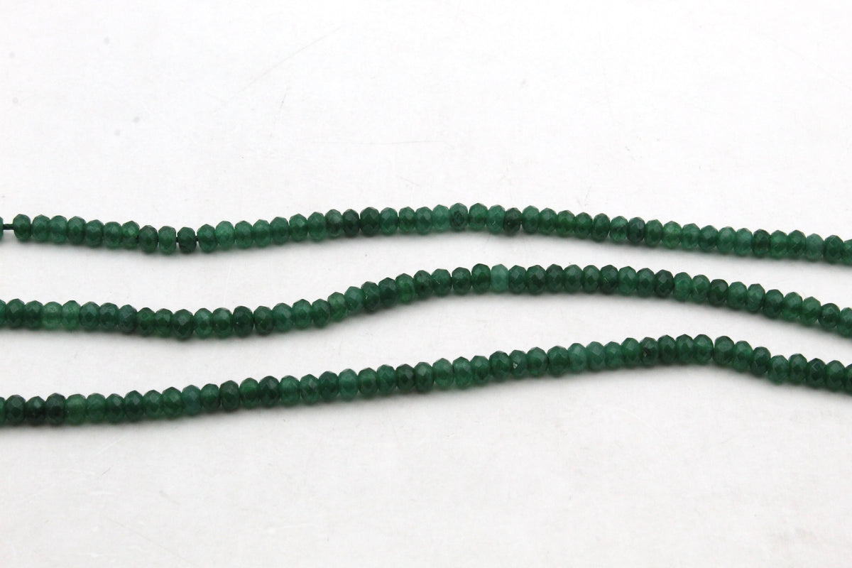 Green Jade ( Dyed ) Rondelle Faceted Gemstone Beads 16" Strand