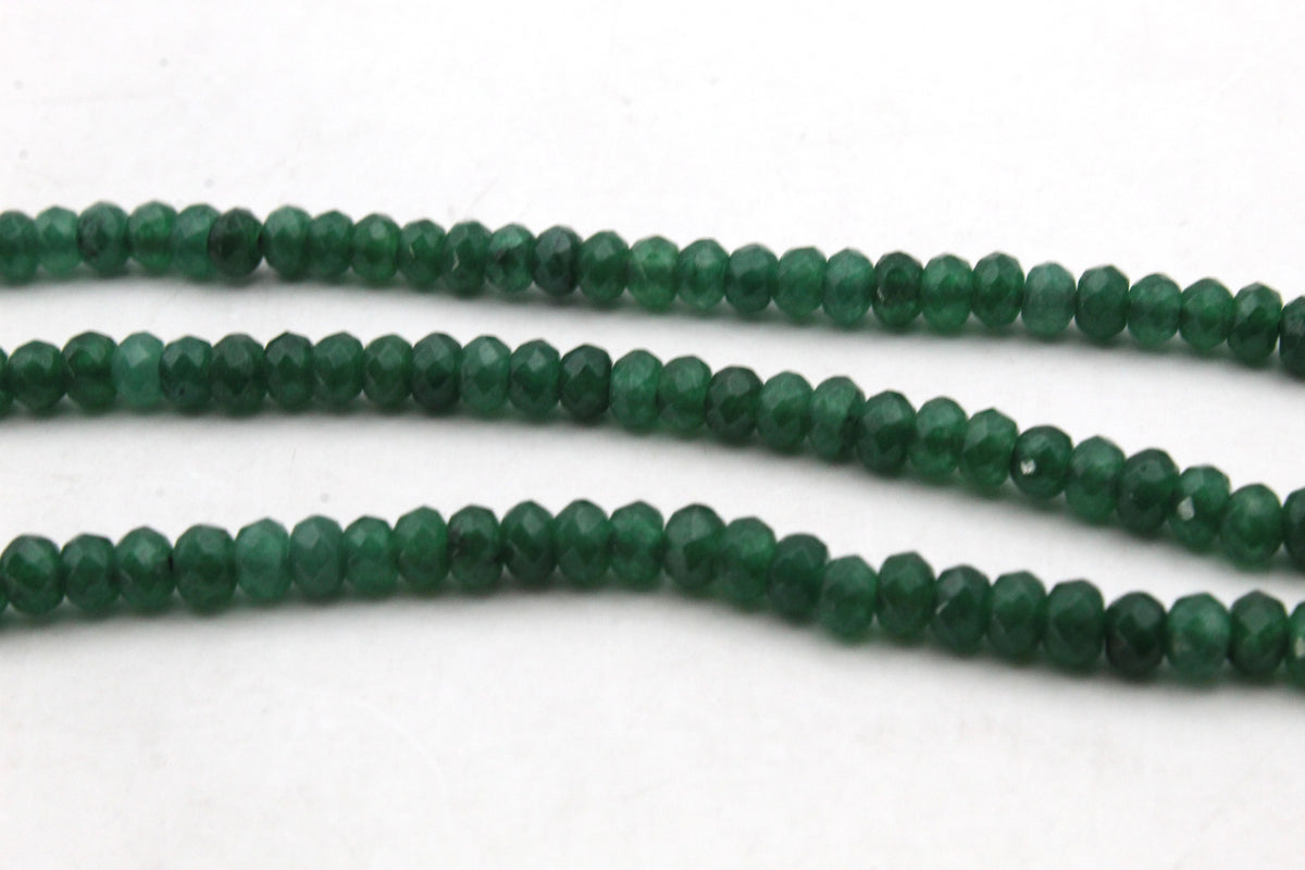 Green Jade ( Dyed ) Rondelle Faceted Gemstone Beads 16" Strand