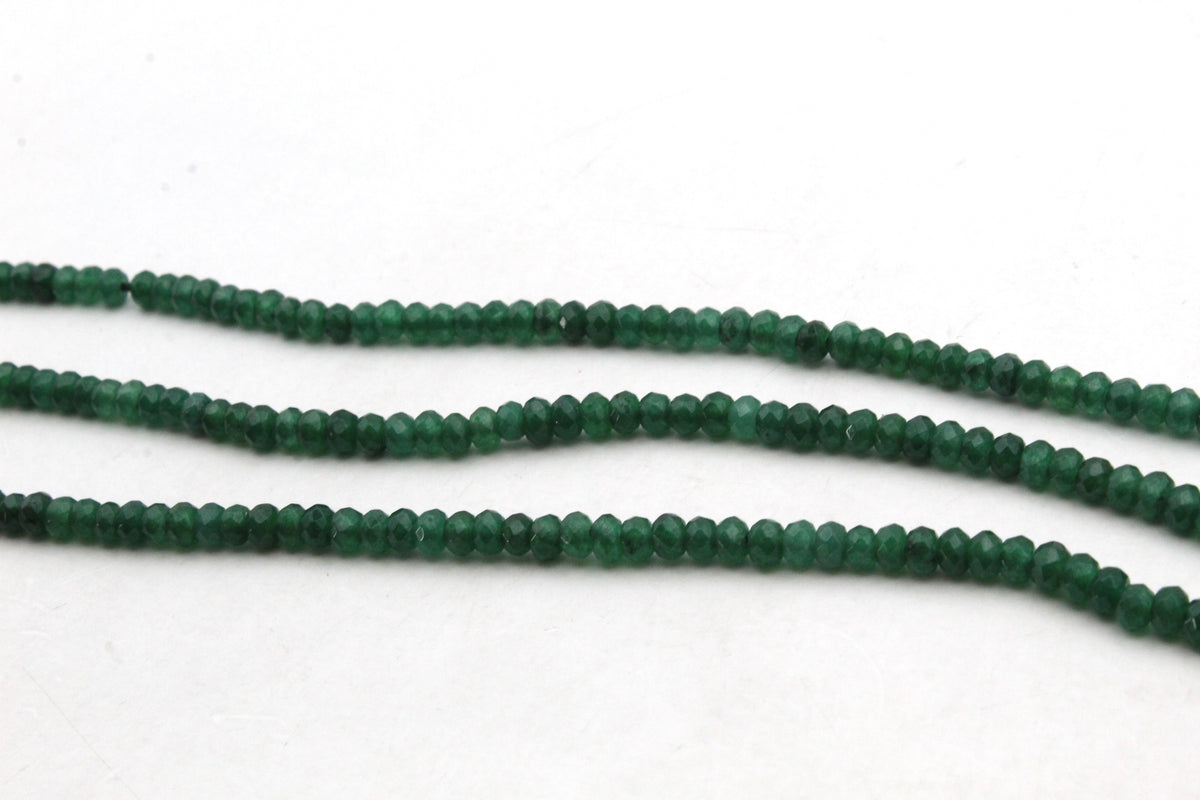 Green Jade ( Dyed ) Rondelle Faceted Gemstone Beads 16" Strand