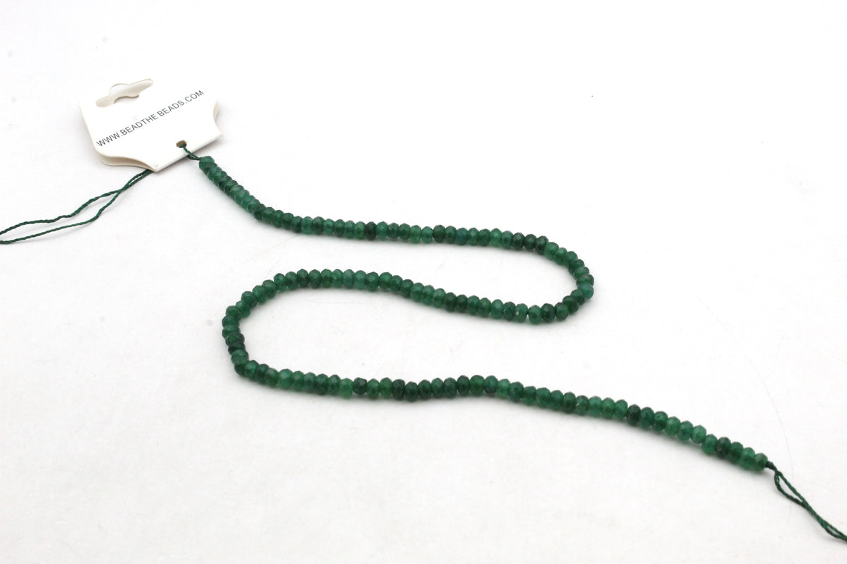 Green Jade ( Dyed ) Rondelle Faceted Gemstone Beads 16" Strand