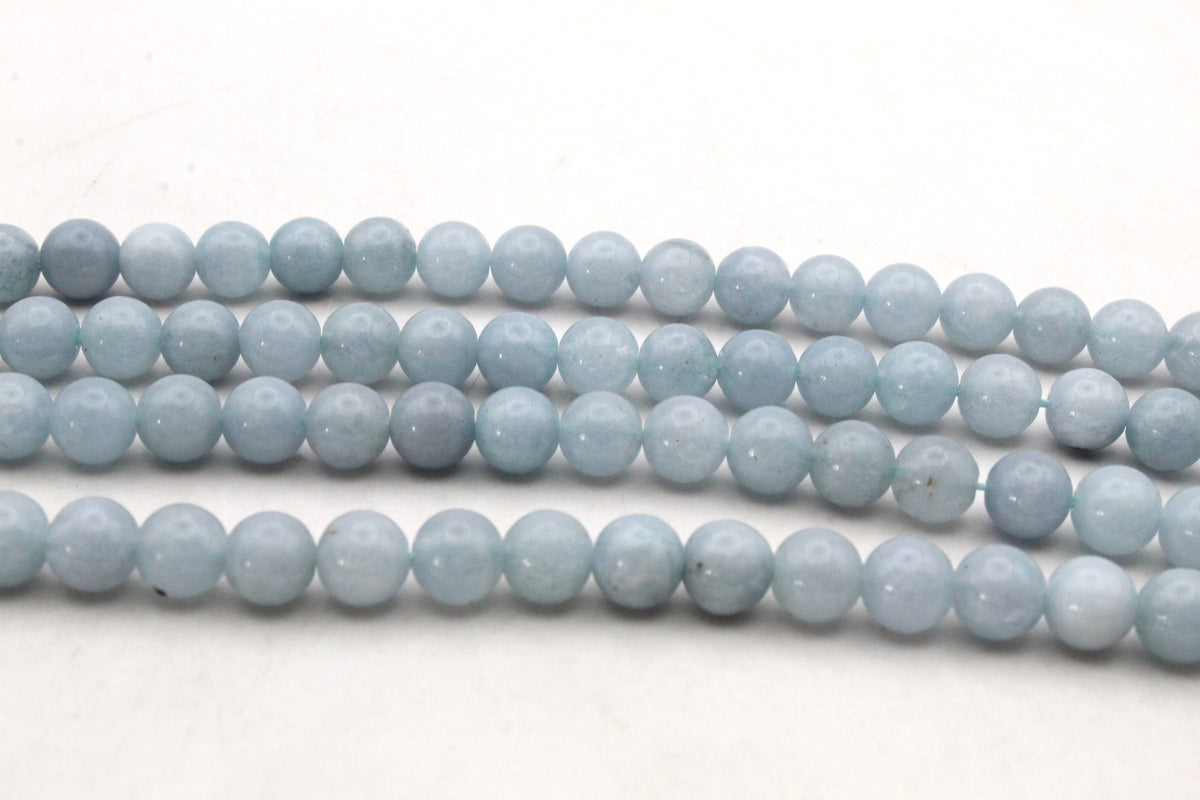 Ash Grey Jade ( Dyed ) Round Smooth Gemstone Bead 16" Strand