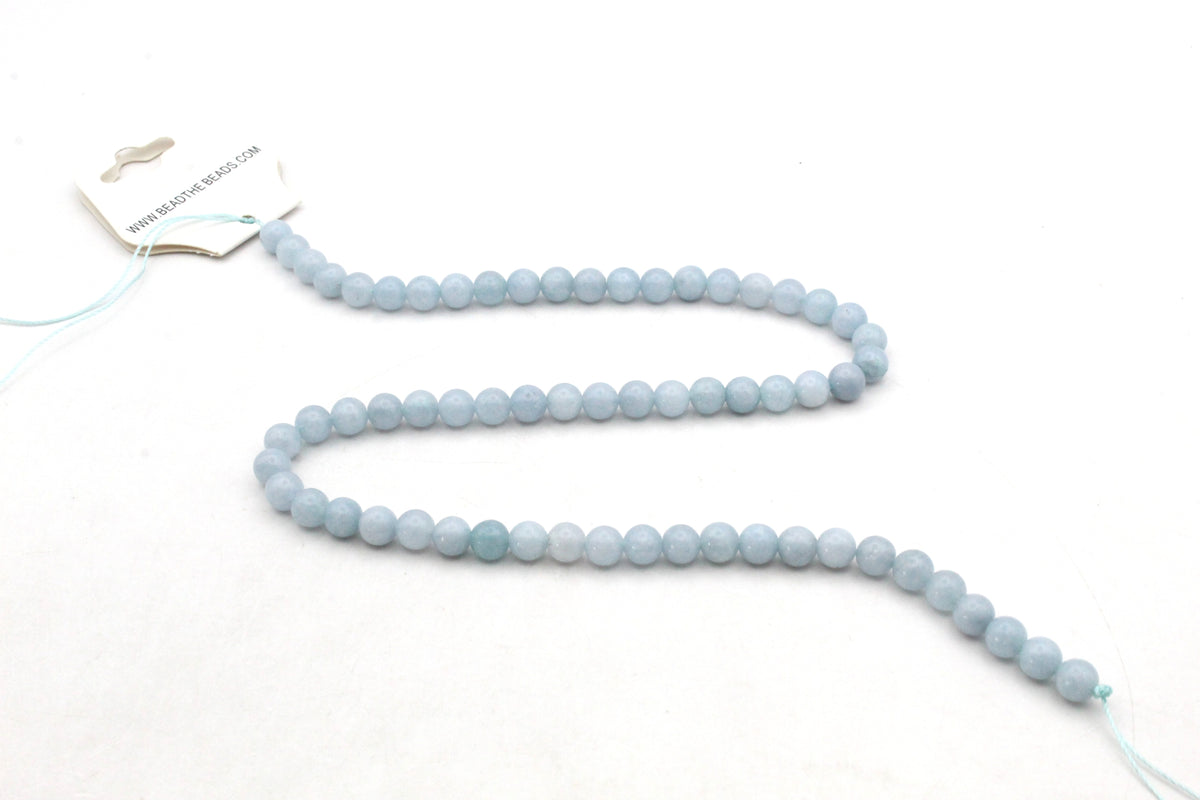 Ash Grey Jade ( Dyed ) Round Smooth Gemstone Bead 16" Strand
