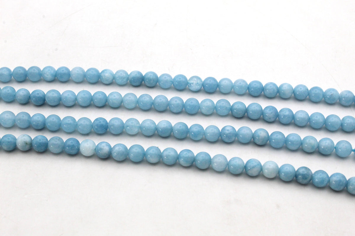 Cobalt Blue Jade ( Dyed ) Round Smooth Gemstone Beads 16" Strand
