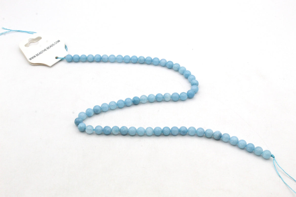 Cobalt Blue Jade ( Dyed ) Round Smooth Gemstone Beads 16" Strand
