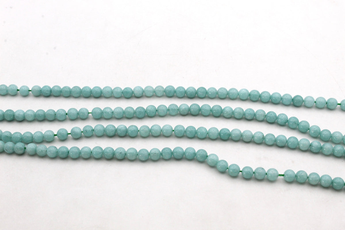 Aquamarine Quartz Round Smooth Gemstone Beads 16" Strand