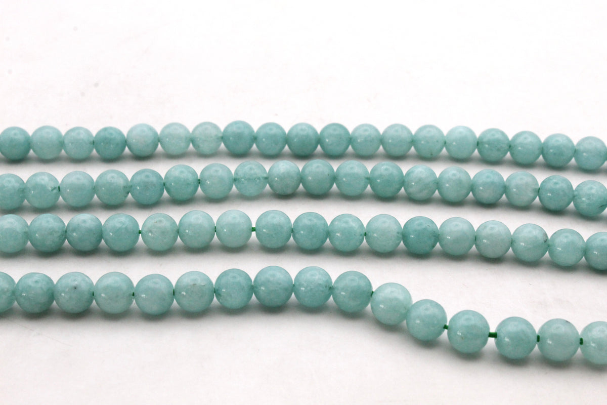 Aquamarine Quartz Round Smooth Gemstone Beads 16" Strand