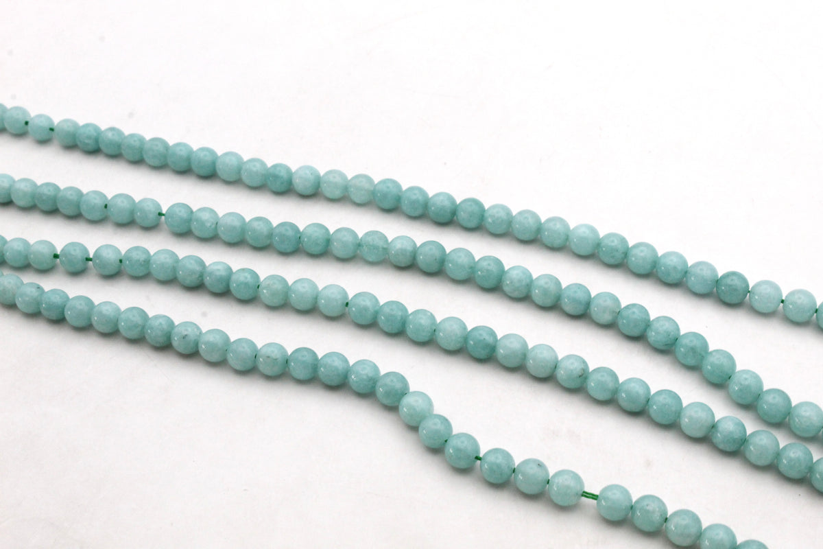 Aquamarine Quartz Round Smooth Gemstone Beads 16" Strand