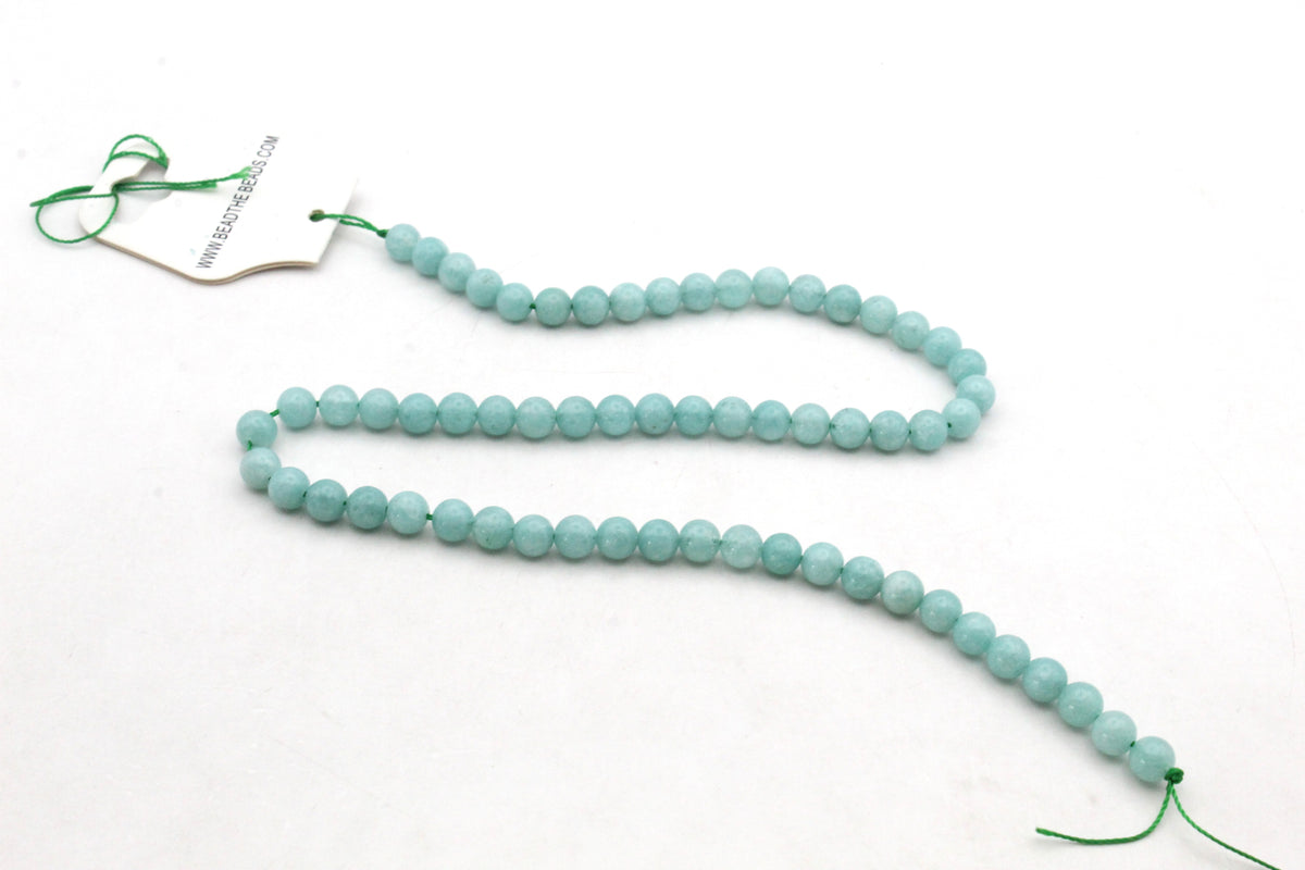Aquamarine Quartz Round Smooth Gemstone Beads 16" Strand