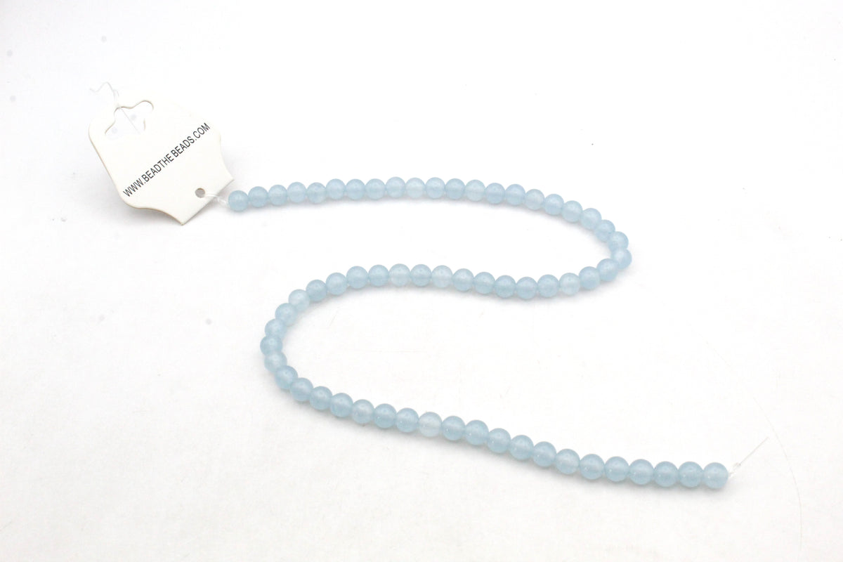 Blue SkyJade ( Dyed ) Round Smooth Gemstone Beads 16" Strand