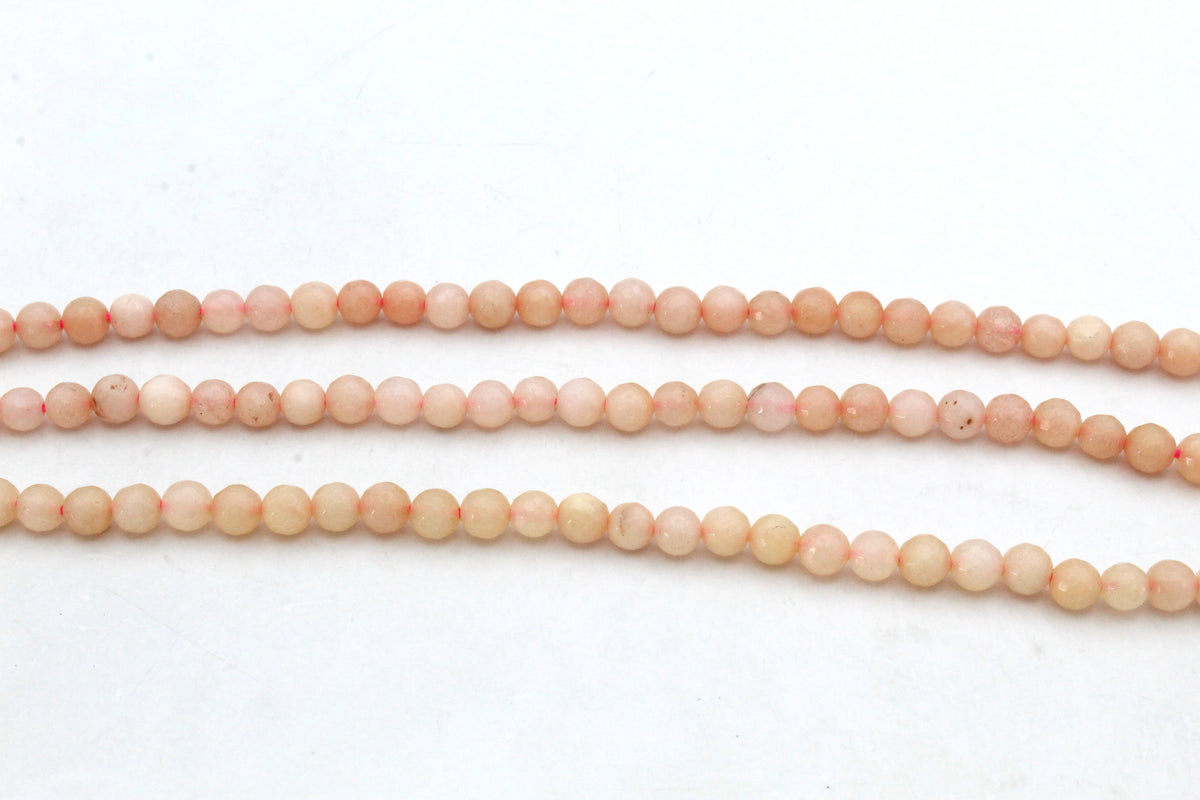 Peach Jade ( Dyed ) Round Faceted Gemstone Beads 16" Strand