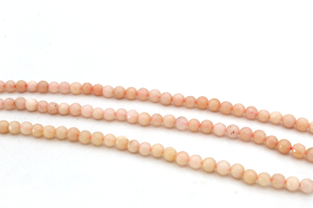 Peach Jade ( Dyed ) Round Faceted Gemstone Beads 16" Strand