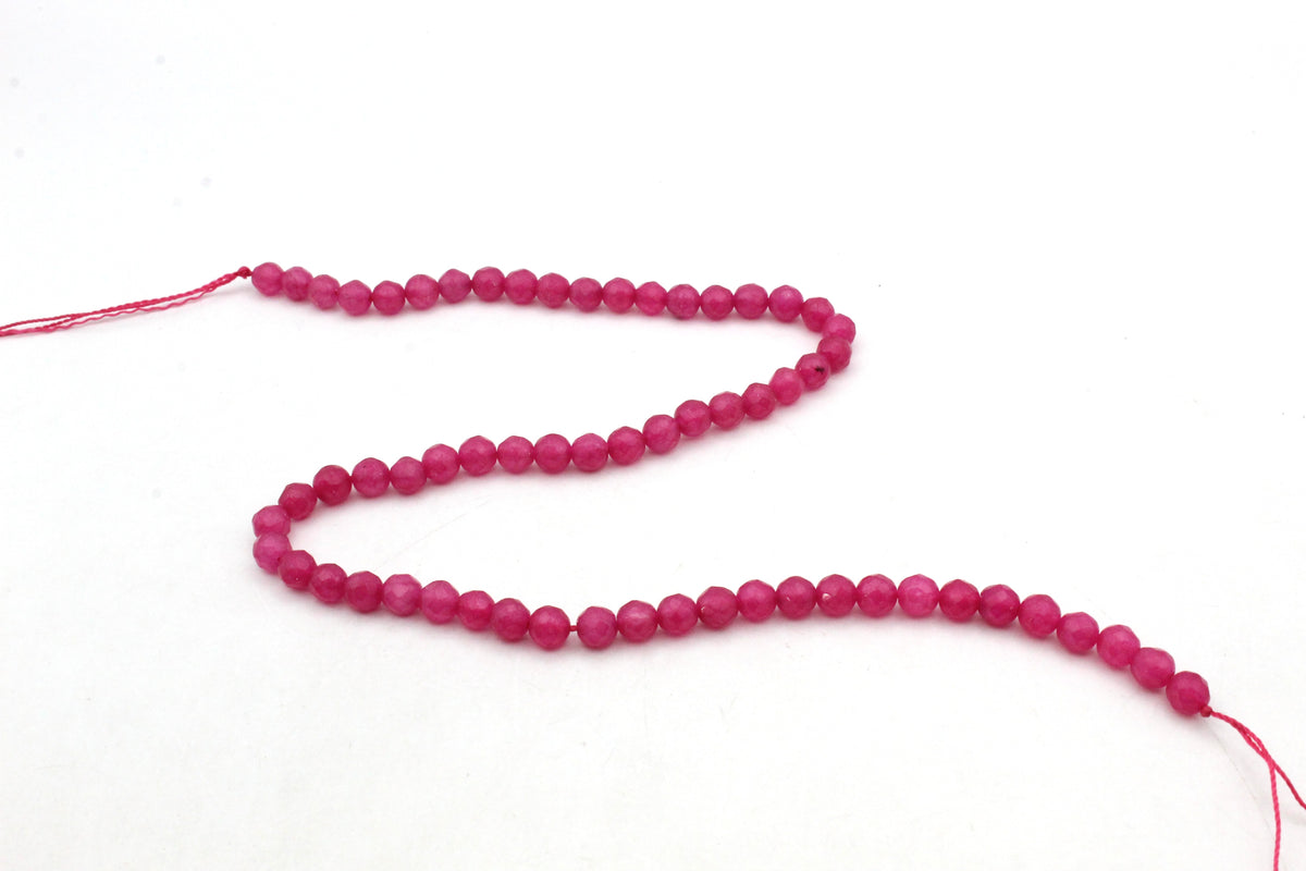 Pink Jade ( Dyed ) Round Faceted Gemstone Beads 16" Strand