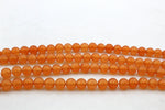 Orange Jade ( Dyed ) Round Smooth Gemstone Beads 16" Strand
