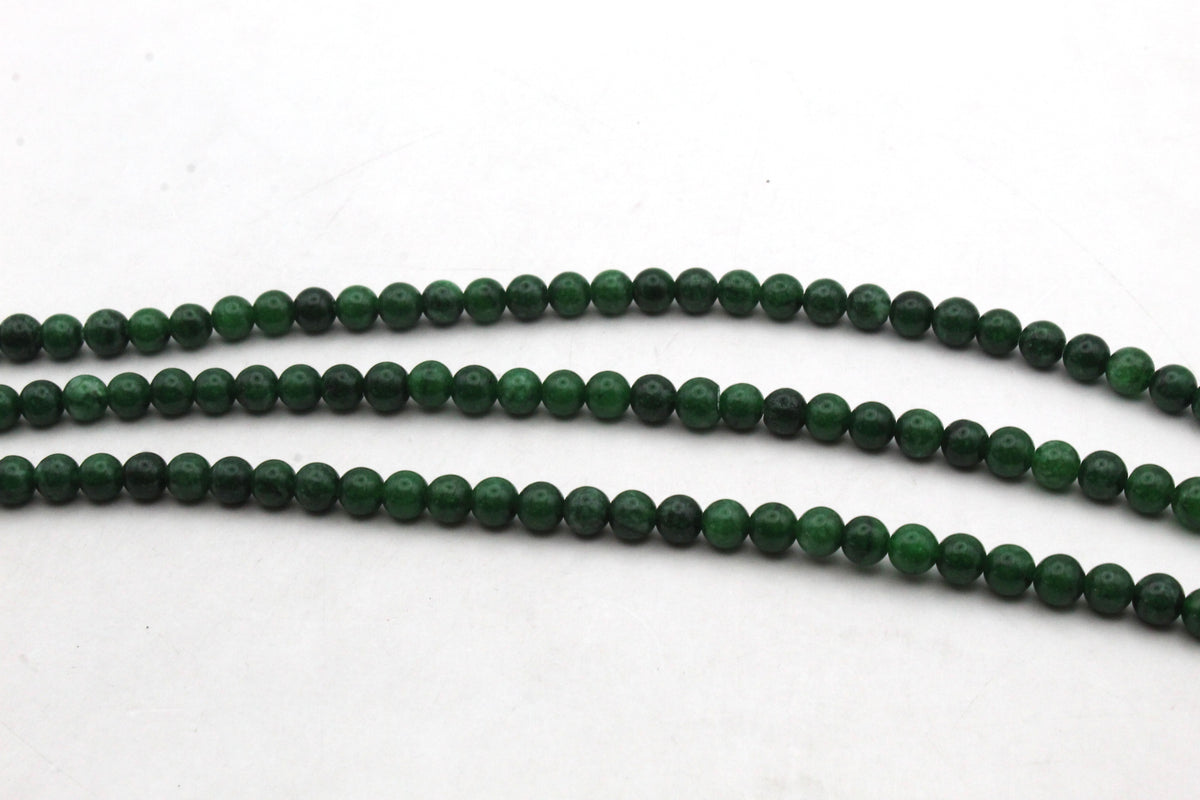 Green Jade ( Dyed ) Round Smooth Gemstone Beads 16" Strand