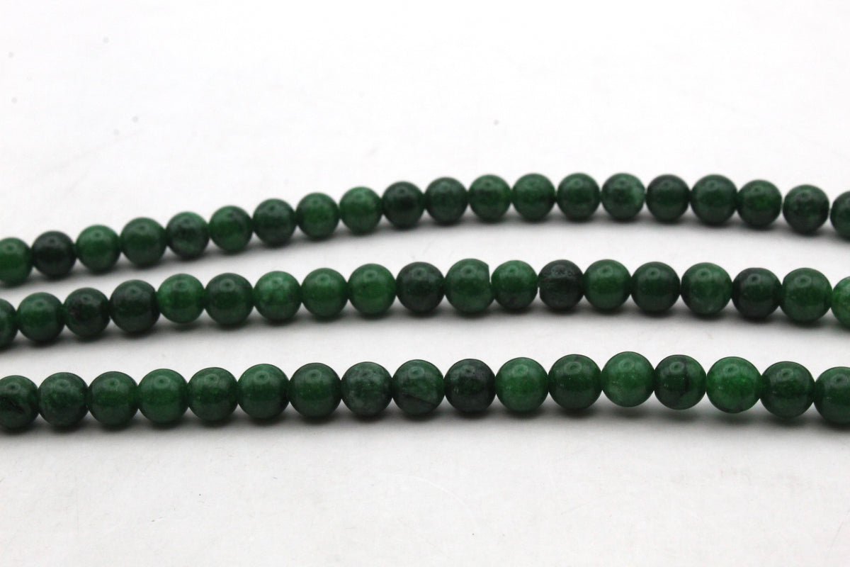 Green Jade ( Dyed ) Round Smooth Gemstone Beads 16" Strand