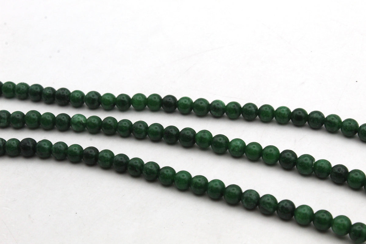 Green Jade ( Dyed ) Round Smooth Gemstone Beads 16" Strand