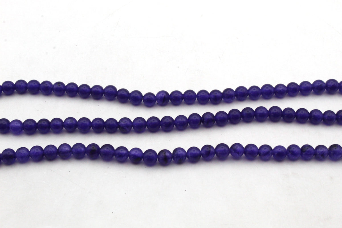 Purple Jade ( Dyed ) Round Smooth Gemstone Beads 16" Strand