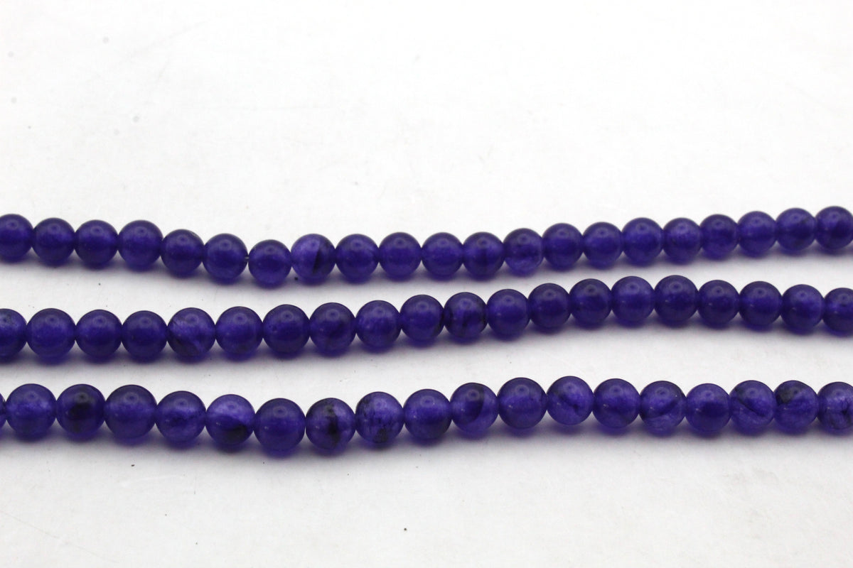 Purple Jade ( Dyed ) Round Smooth Gemstone Beads 16" Strand