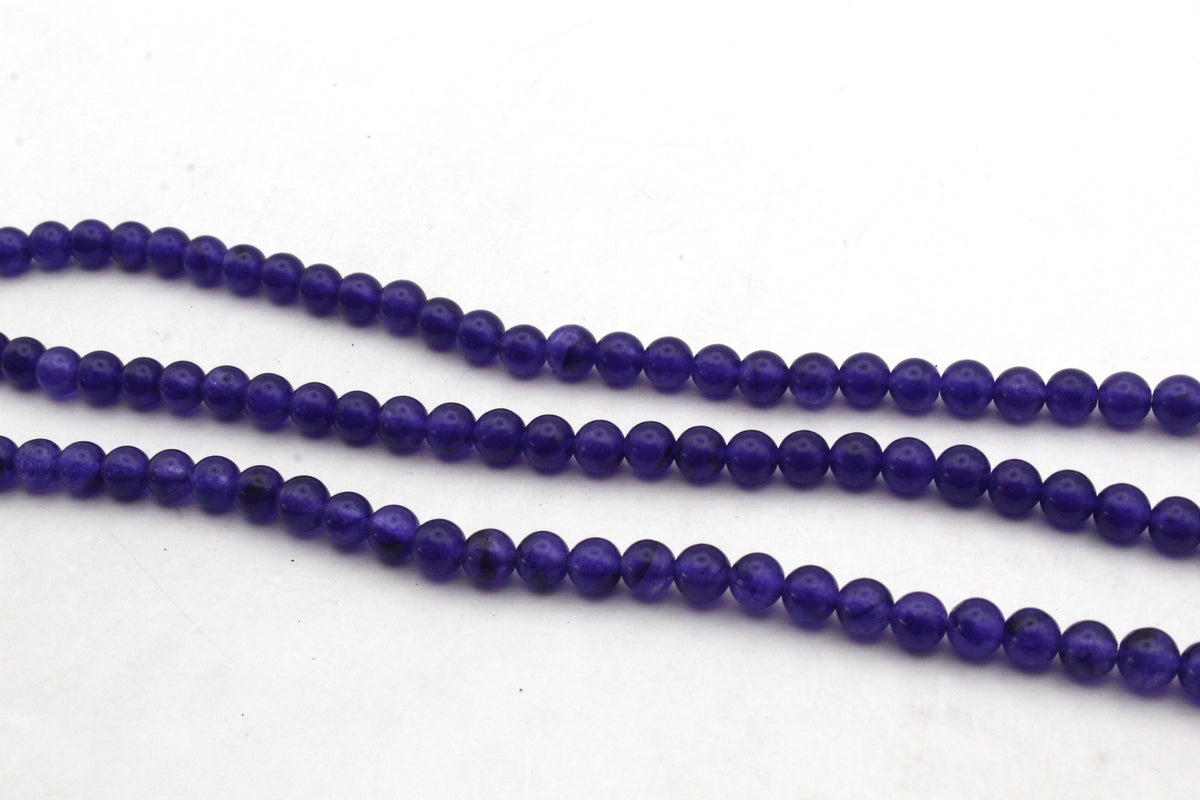 Purple Jade ( Dyed ) Round Smooth Gemstone Beads 16" Strand