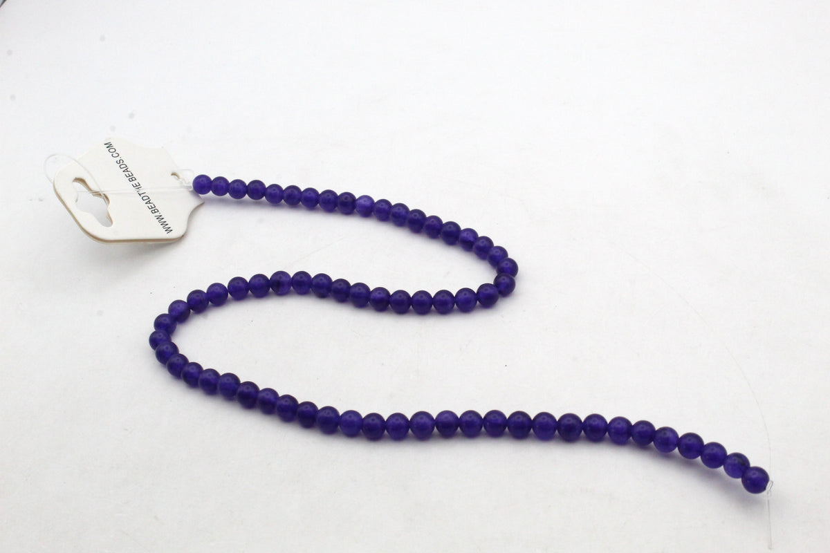 Purple Jade ( Dyed ) Round Smooth Gemstone Beads 16" Strand