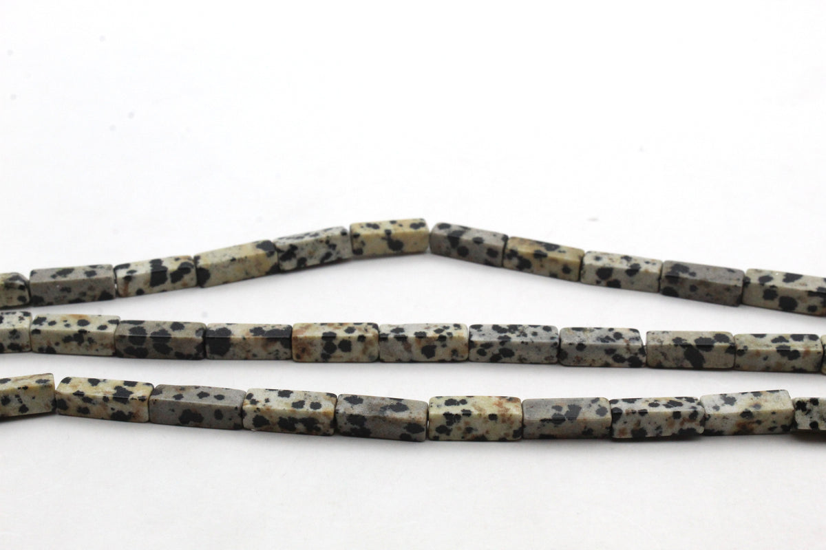 Dalmantian Jasper Rectangle 4 x 13 mm Gemstone Bead 16" Strand